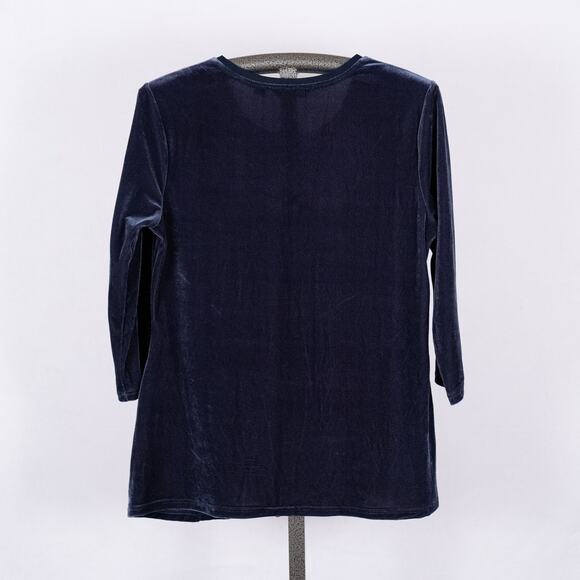 Halston Velvety Velour Asymmetric Top Sheer Hem MEDIUM Fairy Holiday Event Glam - Picture 5 of 6